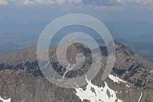 View from Lomnicky peak 2634 m to Belianske Tatras ridge, High Tatras