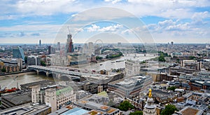 View of London from above. River Thames, London from St Paul`s Cathedral, UK
