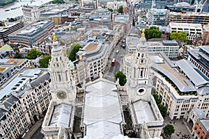 View of London from above. St Paul`s Cathedral, UK