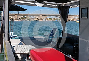 View of London Bridge from a cabana boat