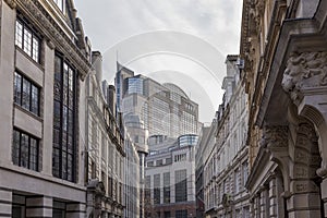 View of London City Sky Scrapers, old and new. Dynamic images combining past and present architectural designs.