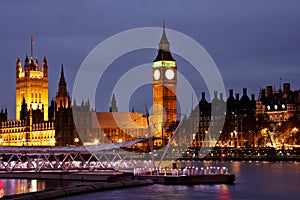 View of London at night