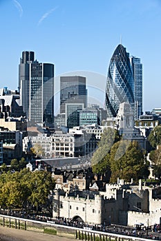 View of London Tower and The Gherkin