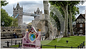 View from London Tower to the  Tower Bridge