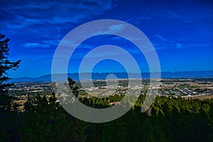 View from Lone Pine State Park with a hot air balloon over Kalispell MT photo