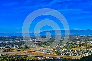 View from Lone Pine State Park with a hot air balloon over Kalispell MT