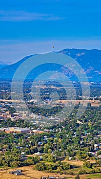 View from Lone Pine State Park with a hot air balloon over Kalispell MT photo