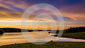 View of Long Arm Reservoir at sunset, near Hanover, Pennsylvania