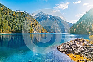 View of Long Lake at autumn day time.