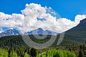 View of Long`s Peak from Lily Lake