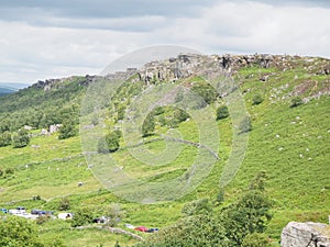 View looking at Baslow Edge in the Peak District