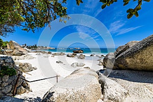 A view looking down on the beautiful white sand beaches of clifton in the cape town area of south africa.9