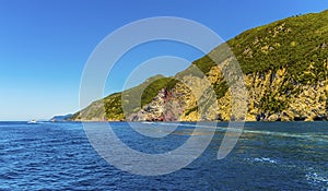 A view looking down the Cinque Terre coast from Porto Venere, Italy