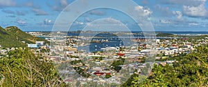 A view looking down on Philipsburg, St Maarten