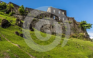 A view looking up to the ruins of Fort St George in Grenada