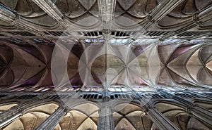 View looking upwards in the strikingly beautiful Bourges Cathedral of St Etienne, France photo