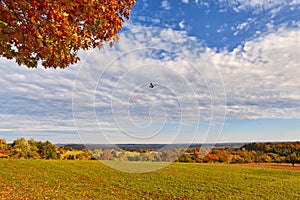 View from lookout point called `Kraichgaublick` in state certified climatic health resort called Gaiberg in Odenwald forest