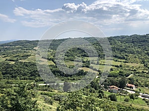 View from the lookout point on the old town of Pican - Istria, Croatia / Pogled sa vidikovca na starom gradu PiÃâ¡an - Istra, Hrvat photo