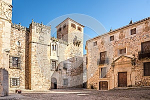 View at the Los Golfines de Abajo Palace in the streets of Caceres - Spain