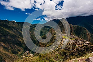 View of the Lost Incan City of Machu Picchu near Cusco, Peru