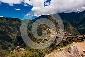 View of the Lost Incan City of Machu Picchu near Cusco, Peru.