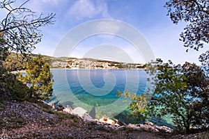 View from lost place port to Rabac in Istria, Croatia