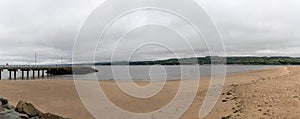 View of the Lough Foyle ferry port and beach at Magilligan Point in Northern Ireland