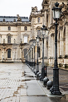 View of Louvre Museum at evening