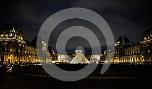 View of Louvre Museum at evening