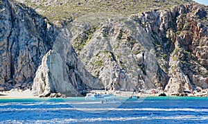 The view of the Lover\'s Beach and the rock formation near Cabo San Lucas, Mexico