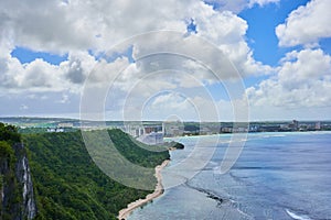 View of Lover`s point cliff and Tumon Bay from the Lover`s Point at Guam, USA