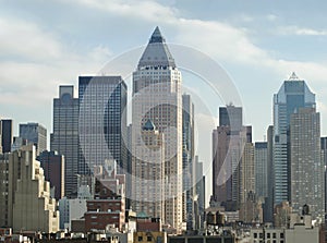 View of lower Manhatan skyline in New York