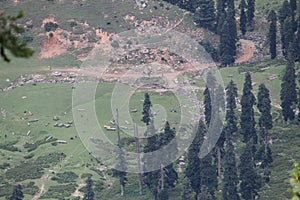 View of lower reaches of panchen pathrie Kulgam jnk India from your reaches, landscape, places