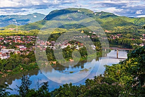 View of Luang Prabang and Nam Khan river in Laos with beautiful