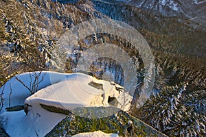 View from Lubietovsky Vepor on Polana mountains during winter