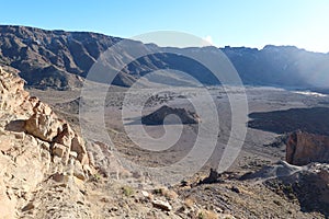 View of the lunar landscape from a viewpoint at the base of the Teide volcano