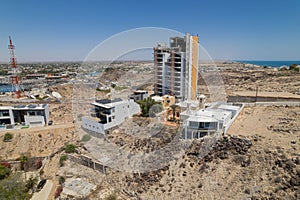 View of luxurious mansions situated on Ballena Hill in Puerto Penasco, Mexico photo
