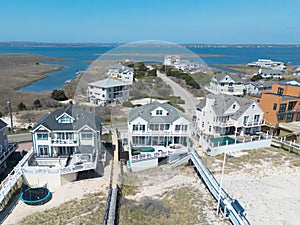 view of luxury homes along the beach in the Hamptons Long Island New York photo