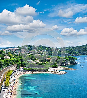 View of luxury resort and bay of Cote d'Azur photo