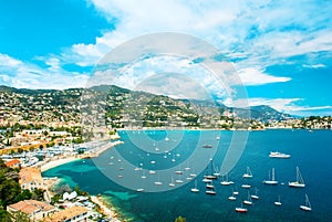 View of luxury resort and bay of Cote d'Azur. french riviera photo
