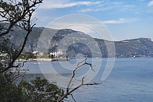 View of luxury resort and bay of Villefranche-sur-Mer, Cote d`Azur, french riviera