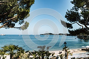 View of luxury resort and bay of Villefranche-sur-Mer, Cote d`Azur, french riviera