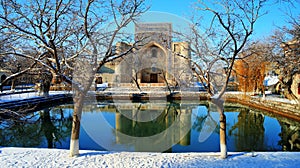 View of Lyabi-hauz in winter , Bukhara photo