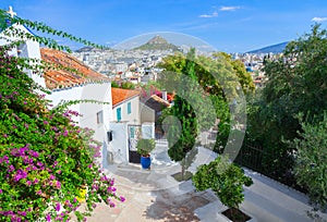 View of Lycabettus Hill from Anafiotika