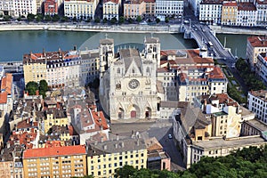 View of Lyon with Saint Jean cathedral photo