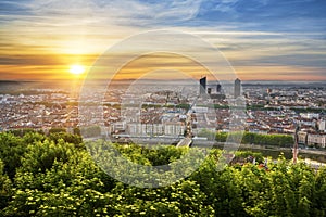 View of Lyon at sunrise
