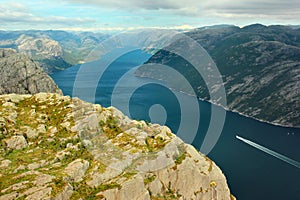 View of Lysefjord in Rogaland county, Norway