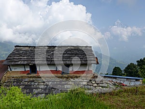 View of Machhapuchhre mountain from Dhampus village in Nepal