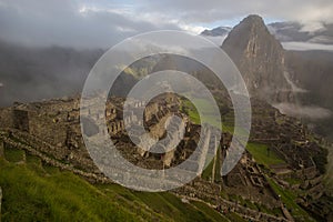 View of Machu Picchu Inca ruins in Peru