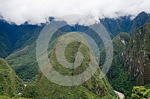 View from Machu Picchu to the Putucusi Mountain photo